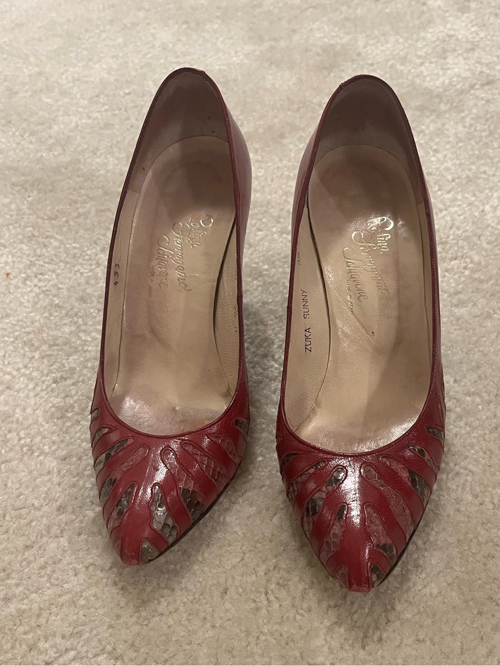 Rosina Ferragamo Schiavone red python Pumps Size 5.5 Italy